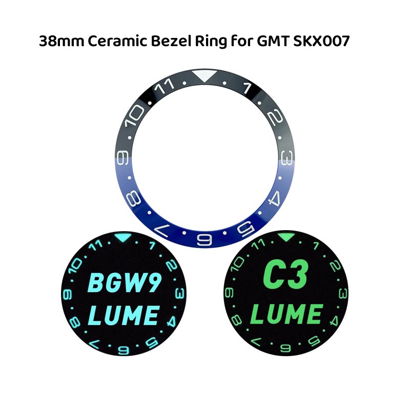 Watch Bezel Insert Ceramic Luminous - Horlogeonderdelen 38mm*31.6mm 12 uur C3 Groen