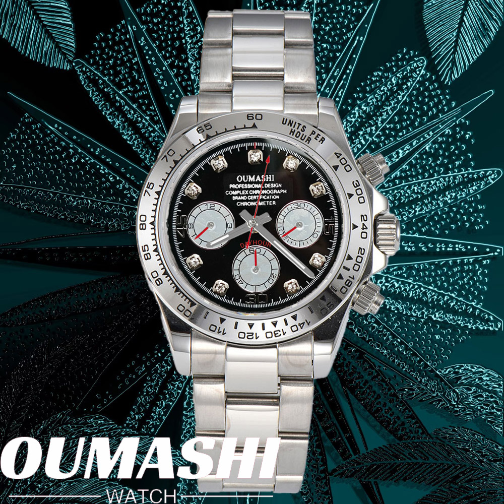 Men Mechanical Watch Sapphire Crystal - Luxe VK63 HORLOGE 39.3mm quartz Chronograaf